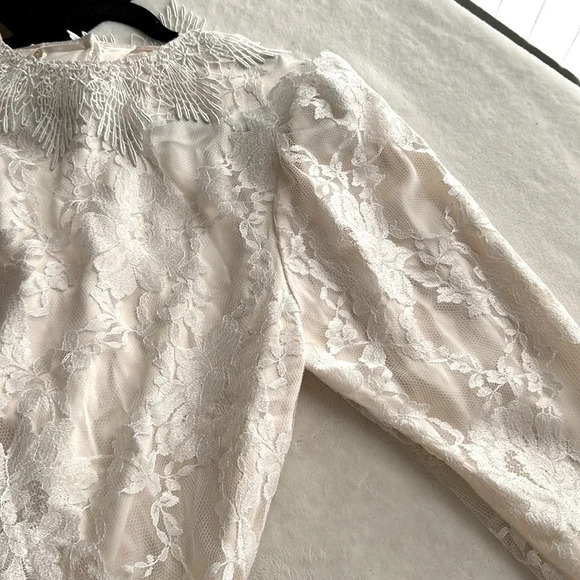 Vintage JESSICA McCLINTOCK Lace Dress Victorian Wedding Long Feminine Ivory - Picture 14 of 17